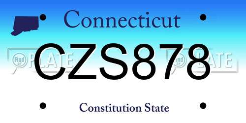 CZS878 Connecticut License Plate