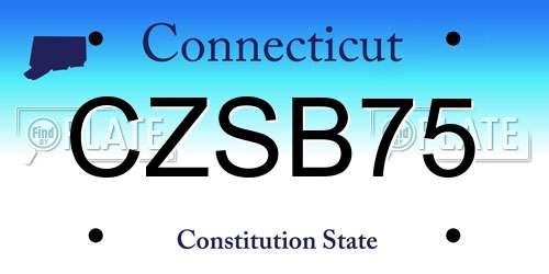 CZSB75 Connecticut License Plate