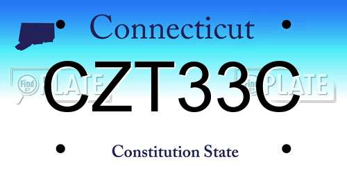 CZT33C Connecticut License Plate