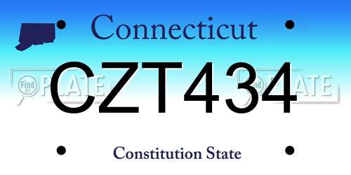 CZT434 Connecticut License Plate