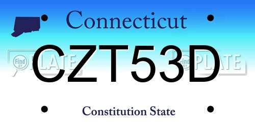 CZT53D Connecticut License Plate