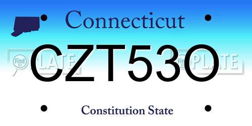 CZT53O Connecticut License Plate