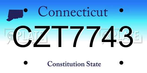 CZT7743 Connecticut License Plate