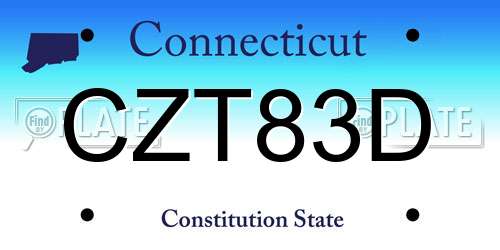 CZT83D Connecticut License Plate