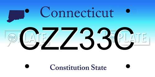 CZZ33C Connecticut License Plate