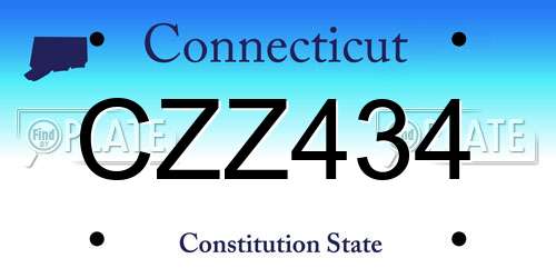 CZZ434 Connecticut License Plate