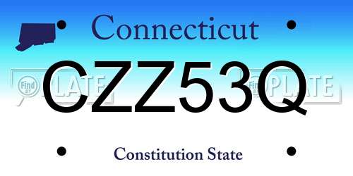 CZZ53Q Connecticut License Plate