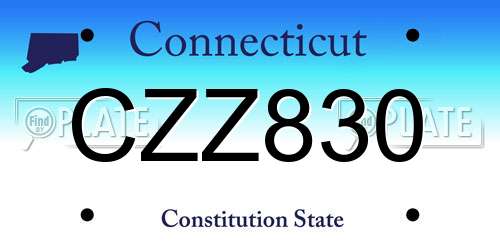 CZZ830 Connecticut License Plate