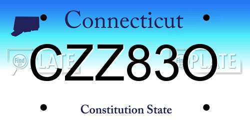 CZZ83O Connecticut License Plate