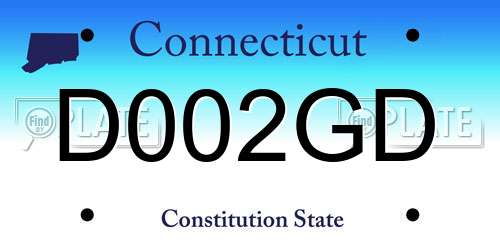 D002GD Connecticut License Plate