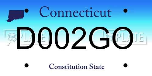 D002GO Connecticut License Plate