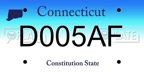 D005AF Connecticut License Plate