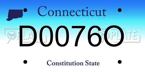 D0076O Connecticut License Plate