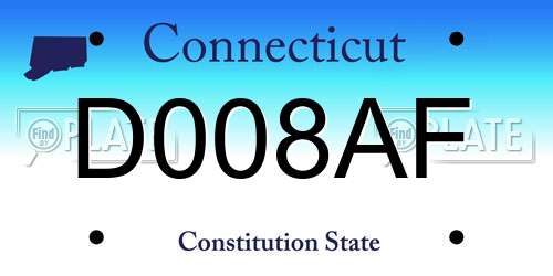 D008AF Connecticut License Plate