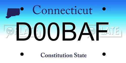 D00BAF Connecticut License Plate