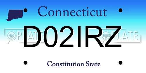 D02IRZ Connecticut License Plate