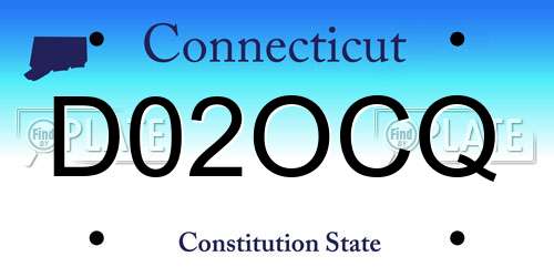 D02OCQ Connecticut License Plate