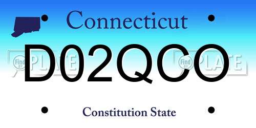 D02QCO Connecticut License Plate