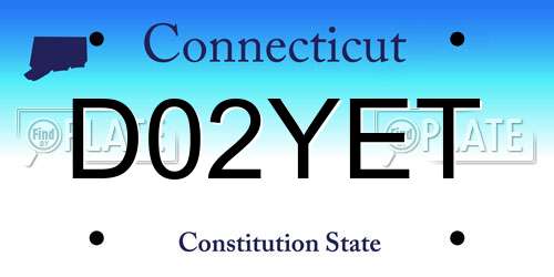 D02YET Connecticut License Plate