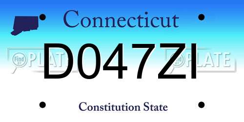 D047ZI Connecticut License Plate