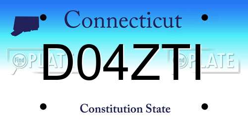 D04ZTI Connecticut License Plate