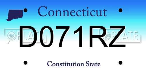 D071RZ Connecticut License Plate