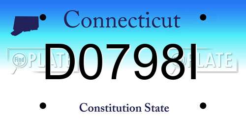 D0798I Connecticut License Plate