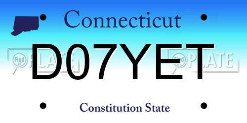 D07YET Connecticut License Plate