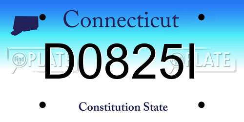 D0825I Connecticut License Plate