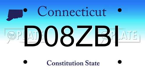 D08ZBI Connecticut License Plate