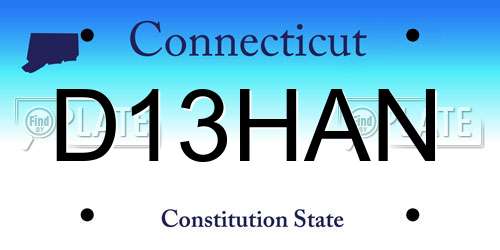 D13HAN Connecticut License Plate