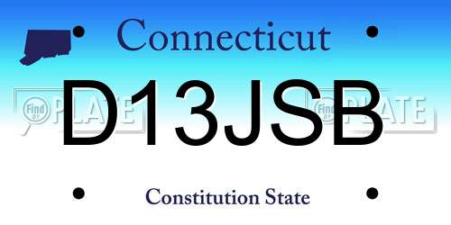 D13JSB Connecticut License Plate