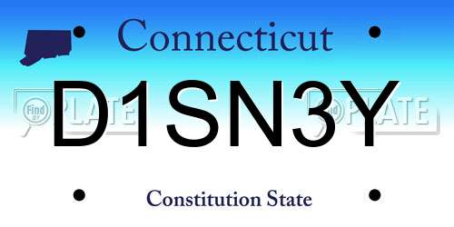 D1SN3Y Connecticut License Plate