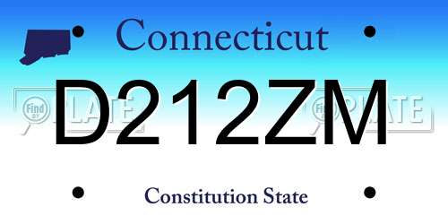 D212ZM Connecticut License Plate