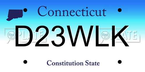 D23WLK Connecticut License Plate