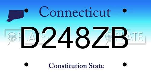 D248ZB Connecticut License Plate
