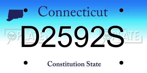 D2592S Connecticut License Plate