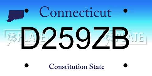 D259ZB Connecticut License Plate