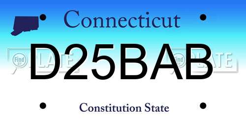 D25BAB Connecticut License Plate