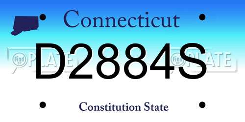 D2884S Connecticut License Plate