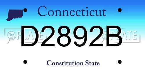 D2892B Connecticut License Plate
