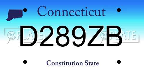 D289ZB Connecticut License Plate