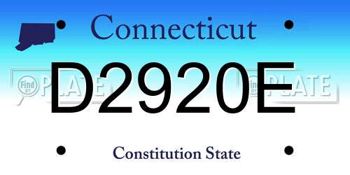 D2920E Connecticut License Plate