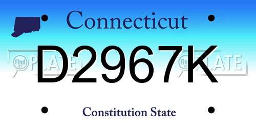 D2967K Connecticut License Plate