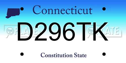 D296TK Connecticut License Plate