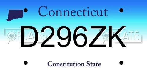 D296ZK Connecticut License Plate