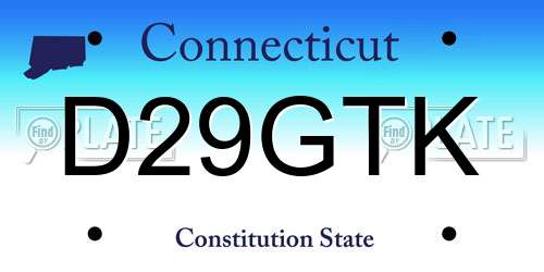 D29GTK Connecticut License Plate