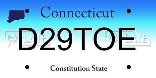 D29TOE Connecticut License Plate