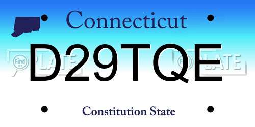 D29TQE Connecticut License Plate