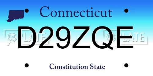 D29ZQE Connecticut License Plate